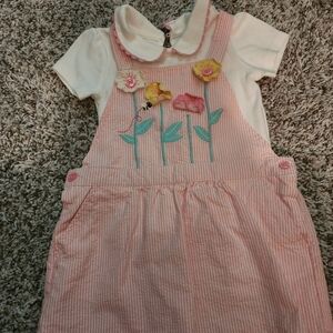 Gymboree Pink Striped Dress with Floral Embroidery